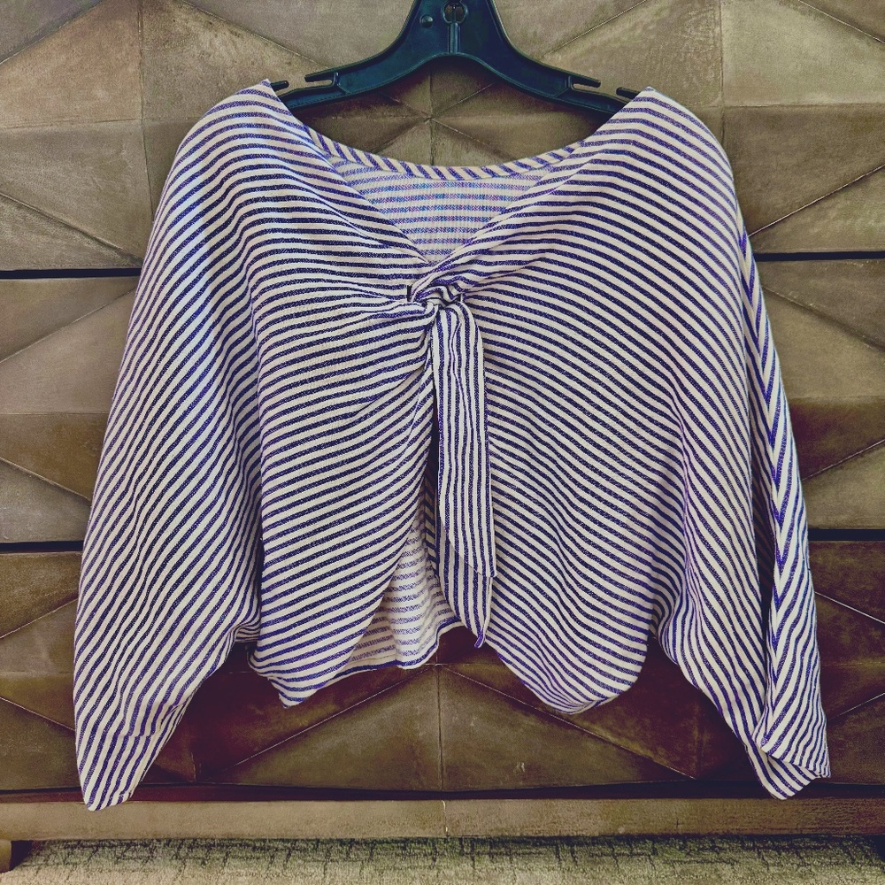 Anntian One Size Purple Linen tie top